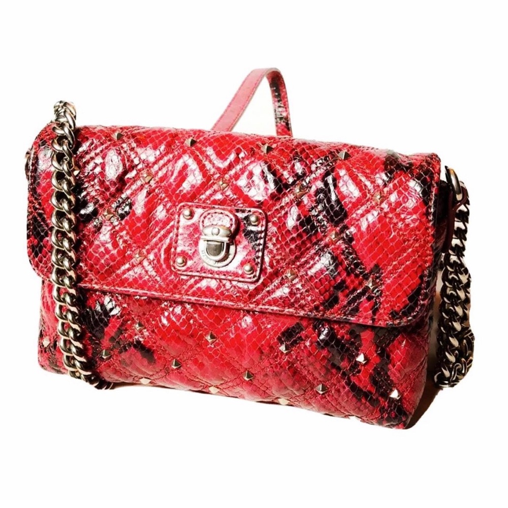 Marc Jacobs Studded Eugiene Stardust Crossbody Quilted Leather Red Purse